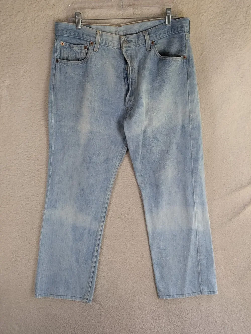Vintage Levis 501 Jeans Mens 36x30 FITS 34x27 Blue Button Fly Straight Light